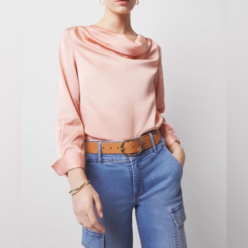 NWOT WHBM Satin Cowl Neck Blouse